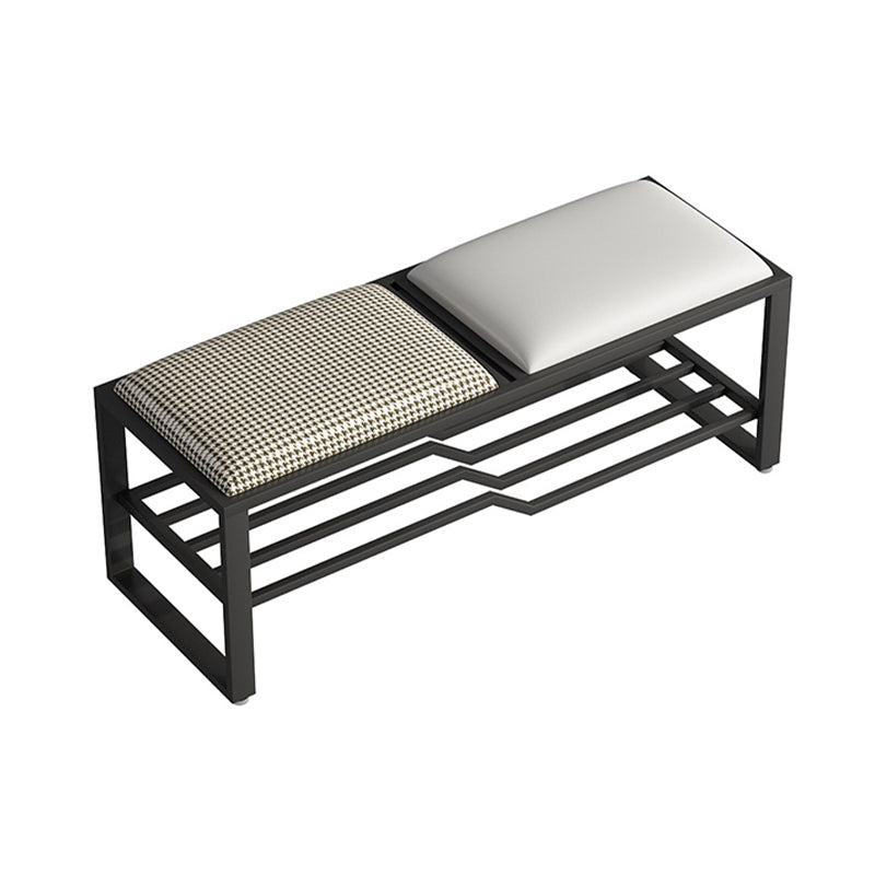 Rectangle Shoe Storage Entryway Bench Cushioned Metal Seating Bench