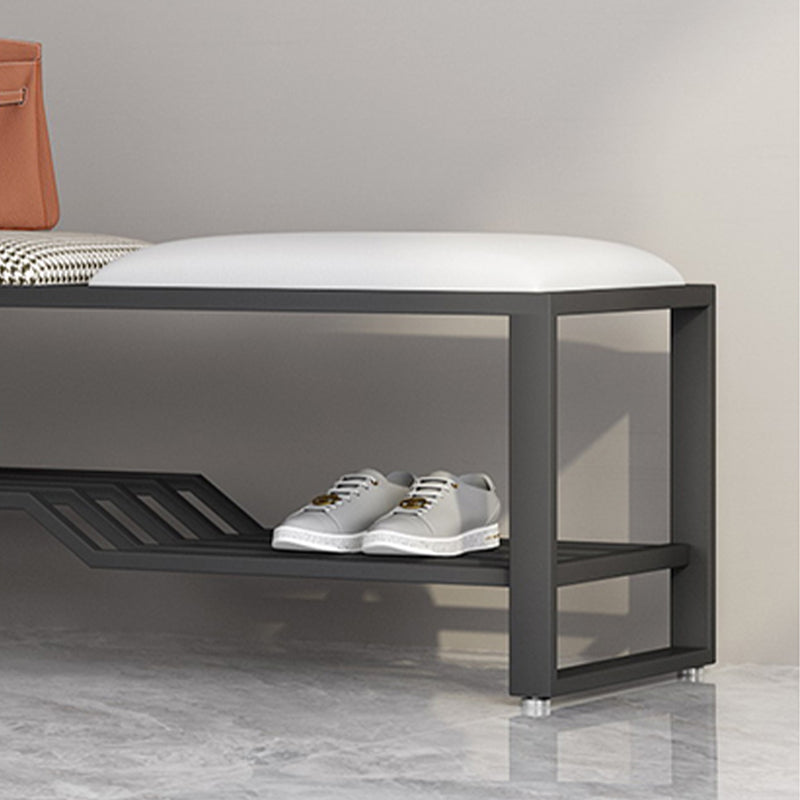 Rectangle Shoe Storage Entryway Bench Cushioned Metal Seating Bench