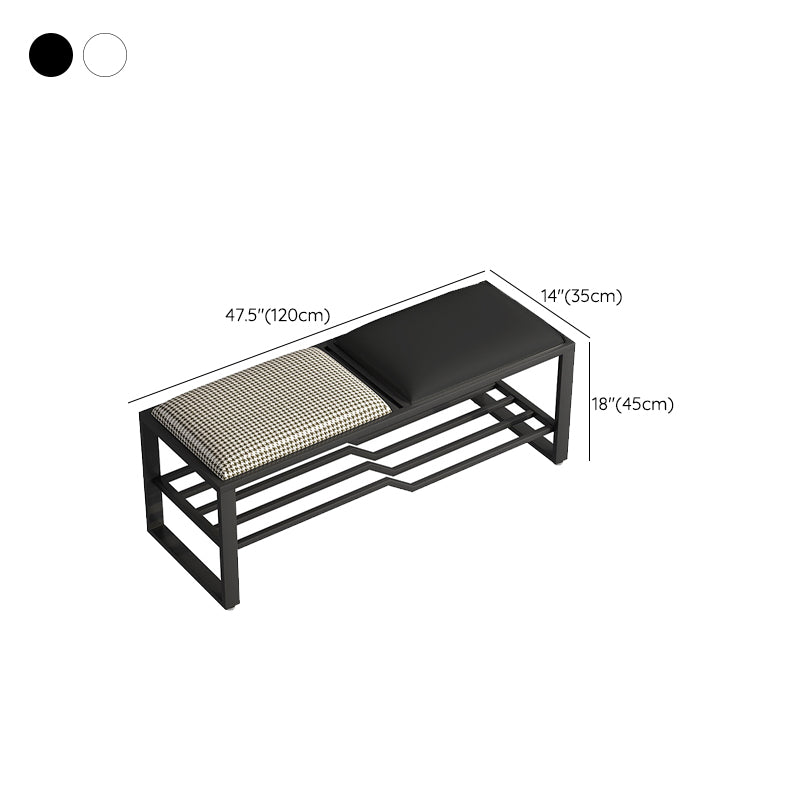 Rectangle Shoe Storage Entryway Bench Cushioned Metal Seating Bench