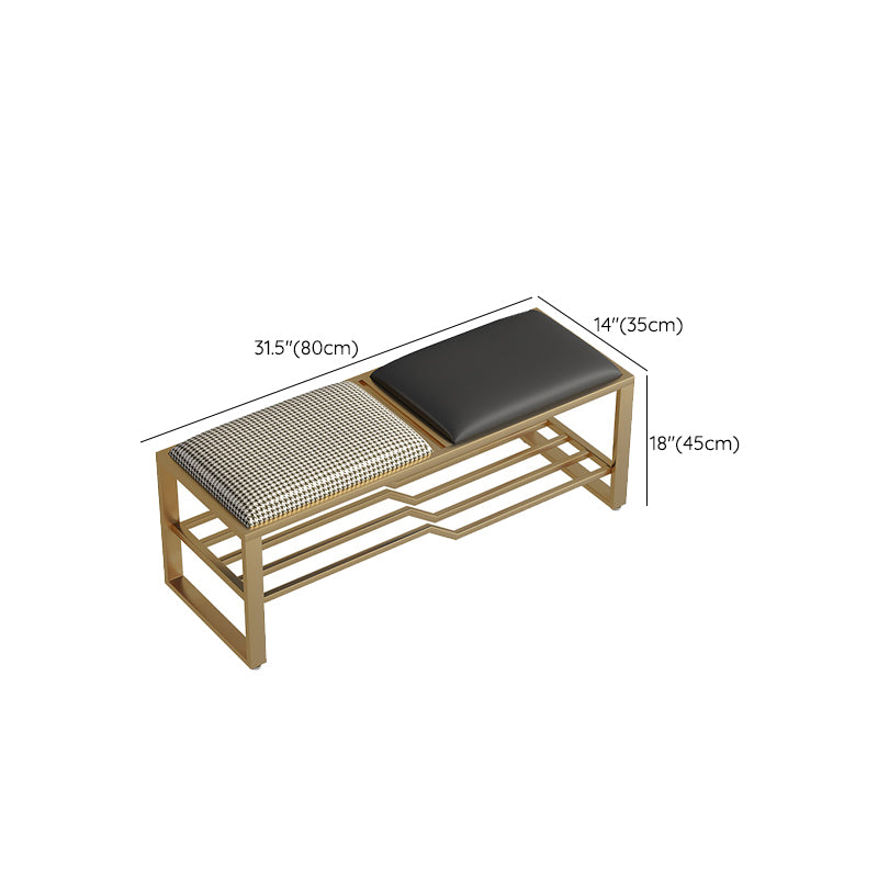 Rectangle Shoe Storage Entryway Bench Cushioned Metal Seating Bench