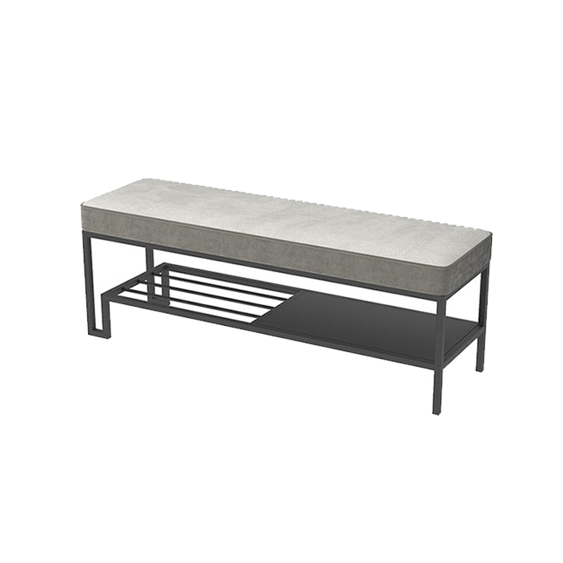 Modern Entryway Bench Cushioned Metal Rectangle Seating Bench