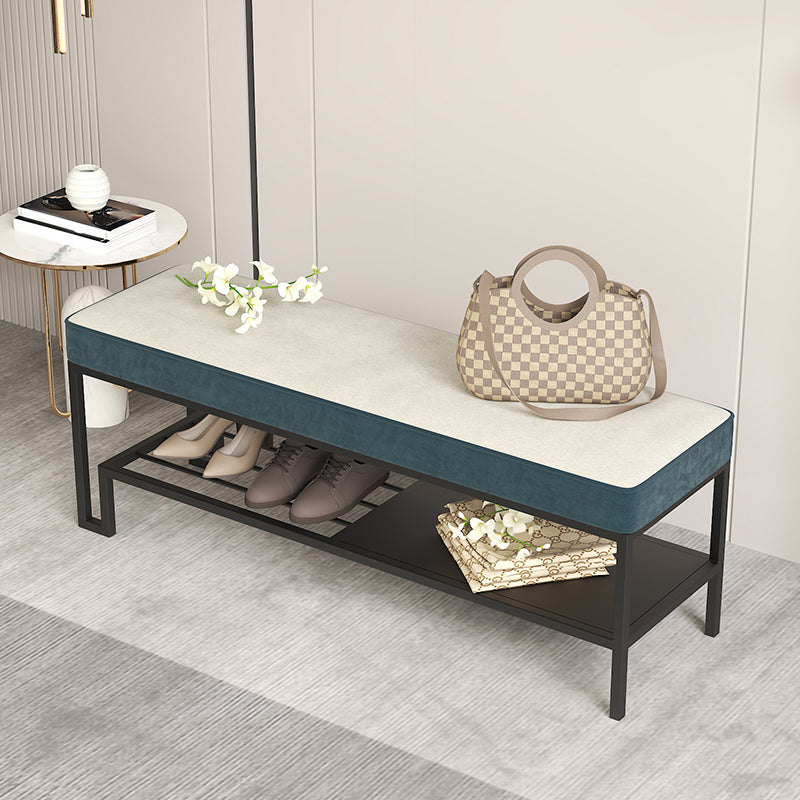 Modern Entryway Bench Cushioned Metal Rectangle Seating Bench