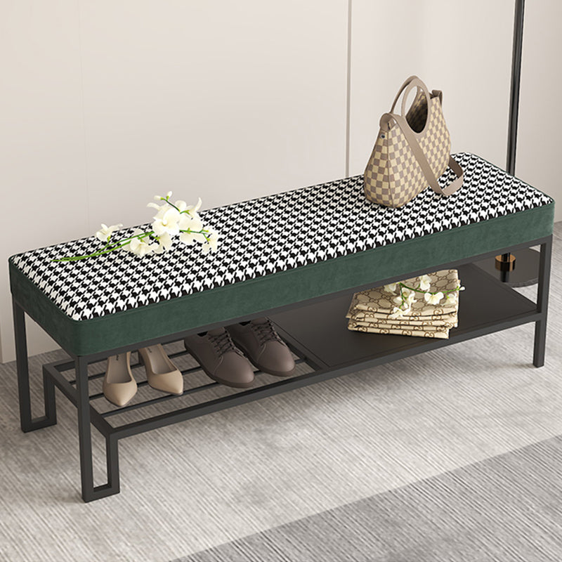 Modern Entryway Bench Cushioned Metal Rectangle Seating Bench