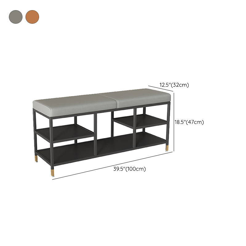 Modern Entryway Bench Cushioned Metal Seating Bench , 12.5 inch Width