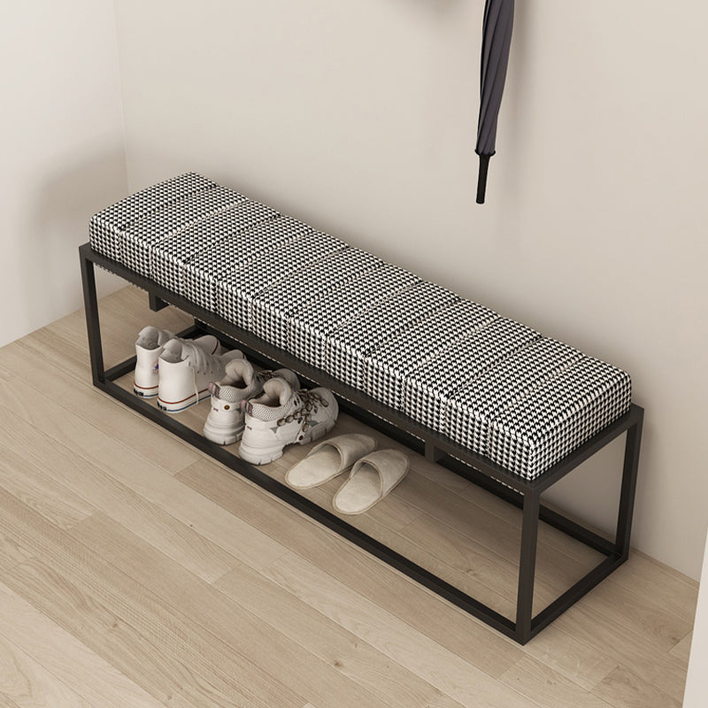 Modern Entryway Bench Cushioned Metal Rectangle Shoe Storage Seating Bench