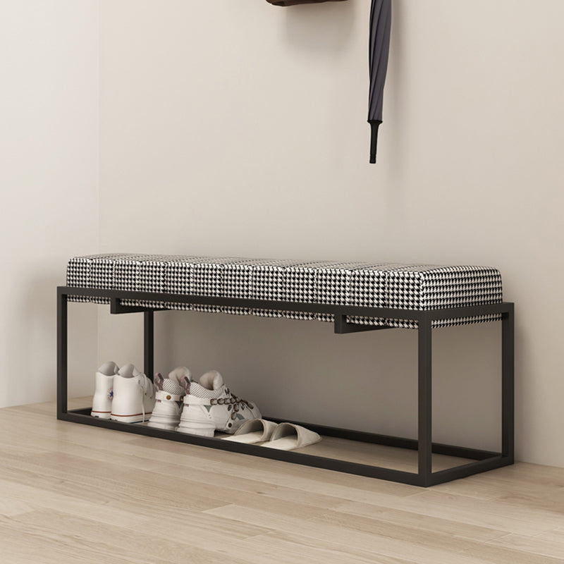 Modern Entryway Bench Cushioned Metal Rectangle Shoe Storage Seating Bench