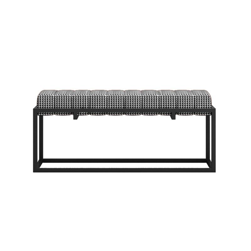 Modern Entryway Bench Cushioned Metal Rectangle Shoe Storage Seating Bench