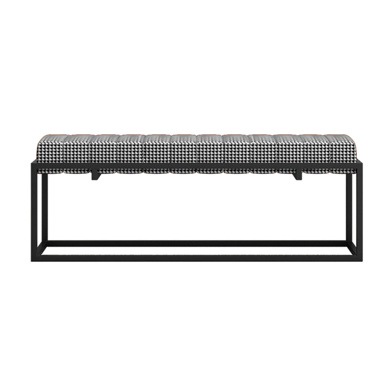 Modern Entryway Bench Cushioned Metal Rectangle Shoe Storage Seating Bench