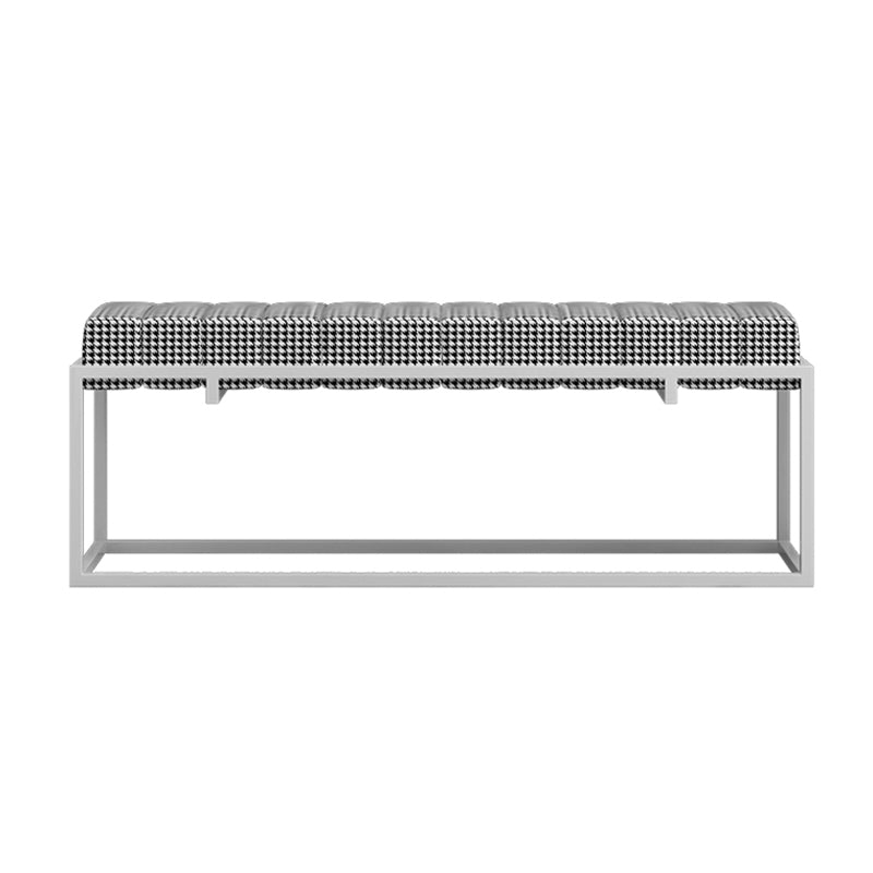 Modern Entryway Bench Cushioned Metal Rectangle Shoe Storage Seating Bench