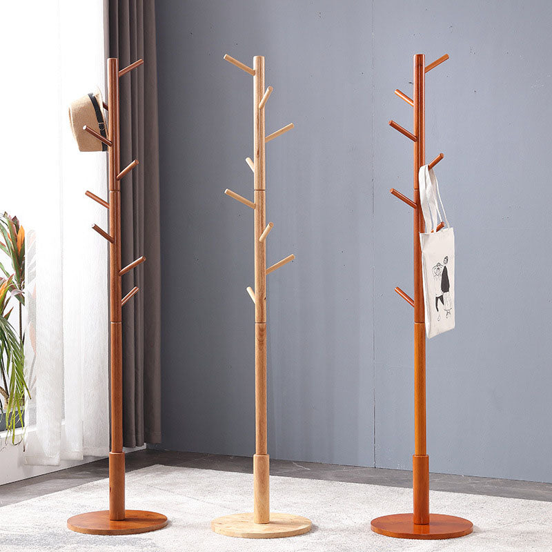 Rubber Wood Entryway Coat Rack Modern Standing Entry Hall Tree for Living Room