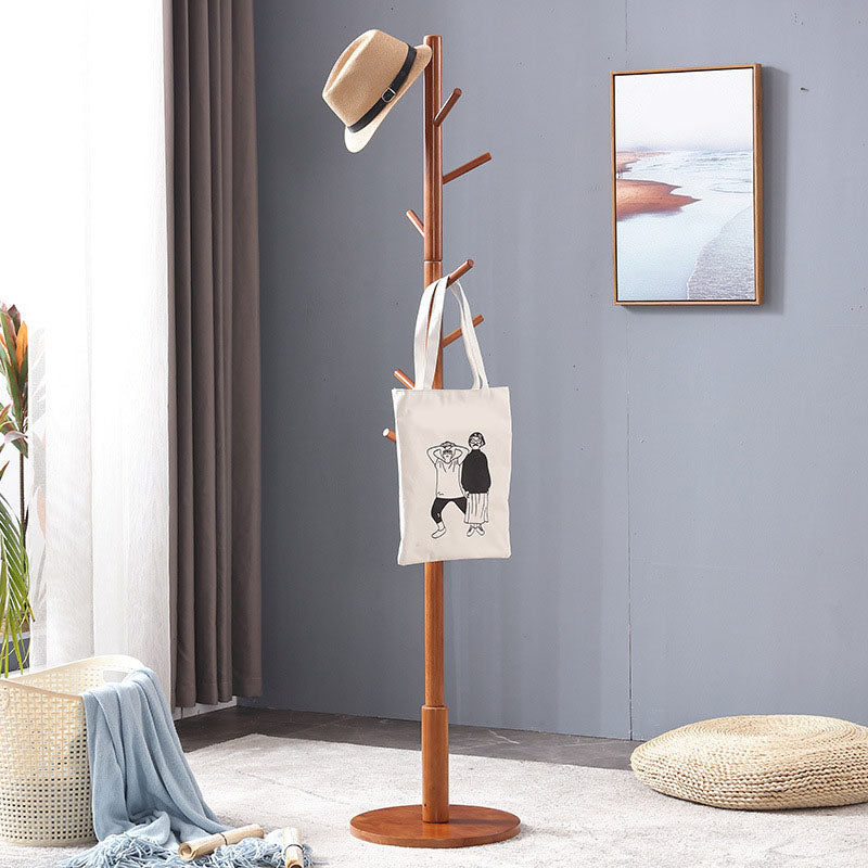 Rubber Wood Entryway Coat Rack Modern Standing Entry Hall Tree for Living Room