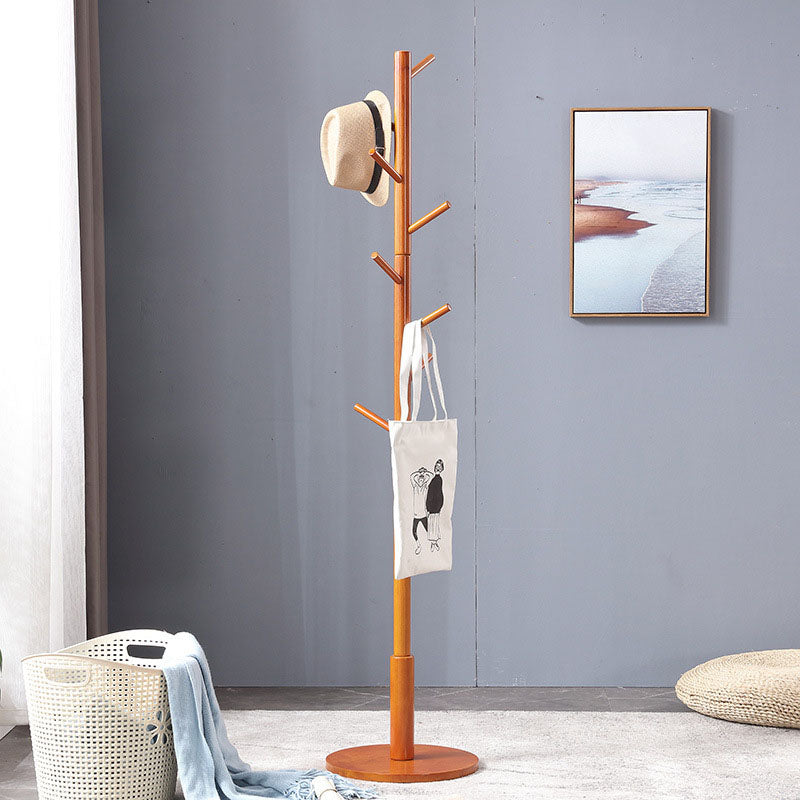 Rubber Wood Entryway Coat Rack Modern Standing Entry Hall Tree for Living Room