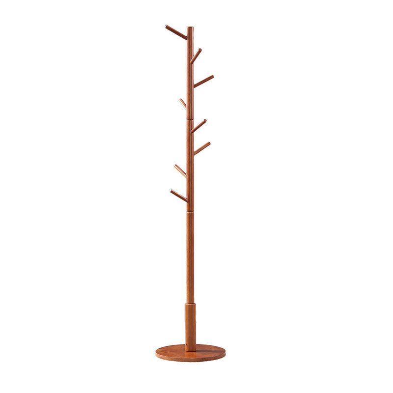 Rubber Wood Entryway Coat Rack Modern Standing Entry Hall Tree for Living Room