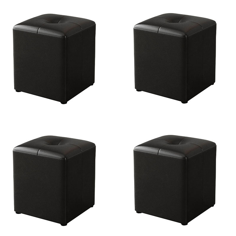 Glam Pouf Ottoman Genuine Leather Stain Resistant Upholstered Square Ottoman