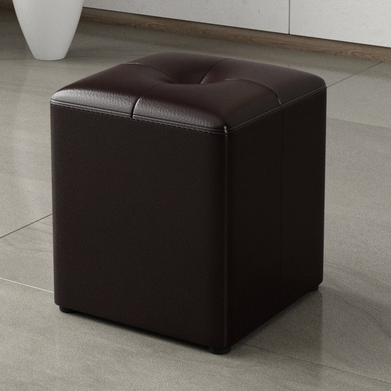 Glam Pouf Ottoman Genuine Leather Stain Resistant Upholstered Square Ottoman