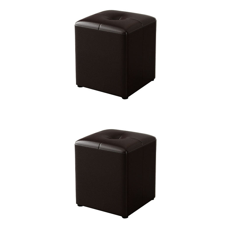 Glam Pouf Ottoman Genuine Leather Stain Resistant Upholstered Square Ottoman