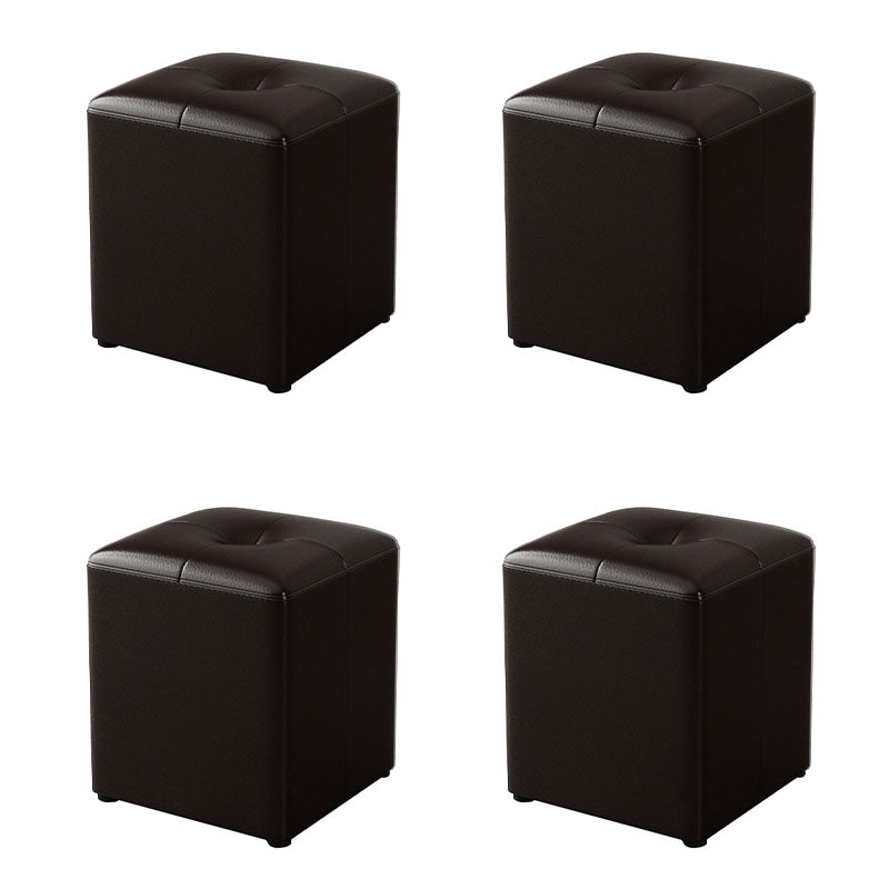 Glam Pouf Ottoman Genuine Leather Stain Resistant Upholstered Square Ottoman