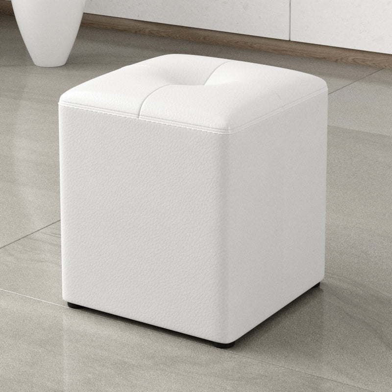 Glam Pouf Ottoman Genuine Leather Stain Resistant Upholstered Square Ottoman