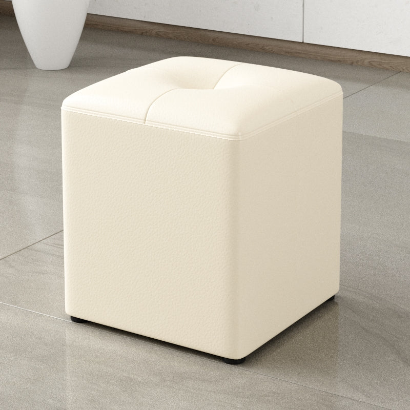 Glam Pouf Ottoman Genuine Leather Stain Resistant Upholstered Square Ottoman