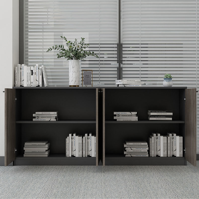 Modern Espresso File Cabinet Solid Wood Lateral File Cabinet with Storage Shelves