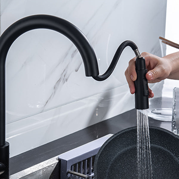 Kitchen Bar Faucet Swivel Spout Gooseneck Touch Sensor Faucet with Pull Down Sprayer