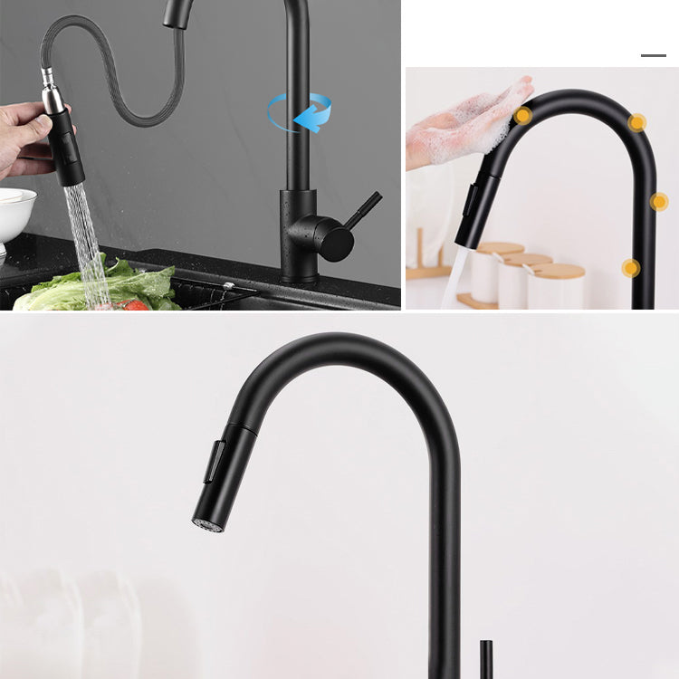 Kitchen Bar Faucet Swivel Spout Gooseneck Touch Sensor Faucet with Pull Down Sprayer