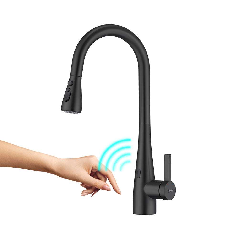 Modern Touchless Sensor Kitchen Sink Faucet Swivel Spout with Pull Out Sprayer