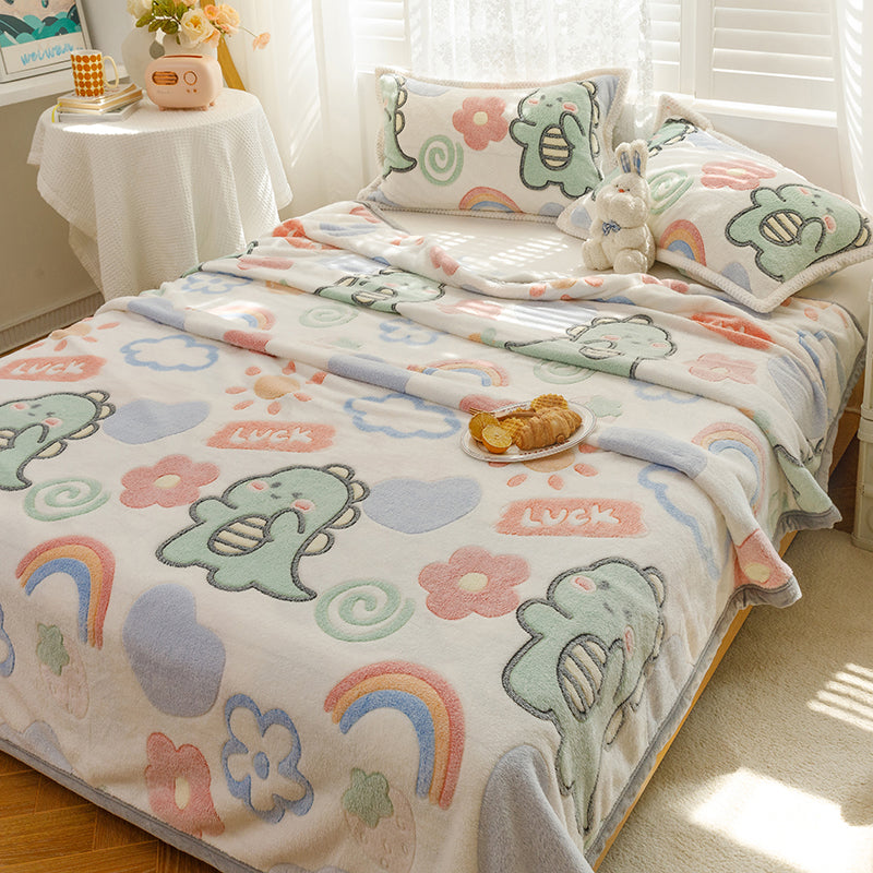Popular Fitted Sheet Cartoon Printed Non-Pilling Fade Resistant Flannel Fitted Sheet