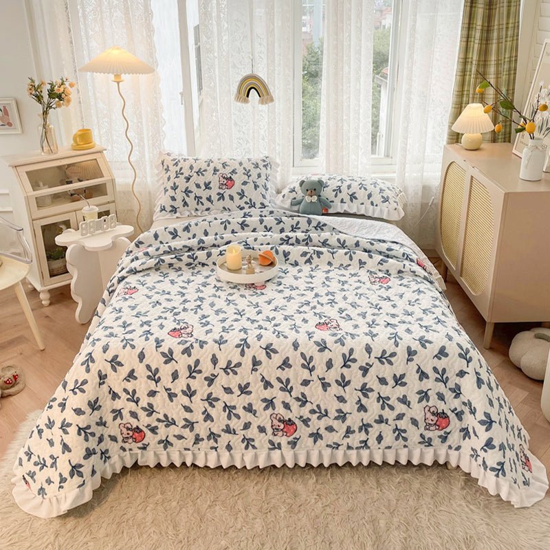 Vintage Bed Sheet Cartoon Printed Soft Flannel Non-Pilling Bed Sheet Set