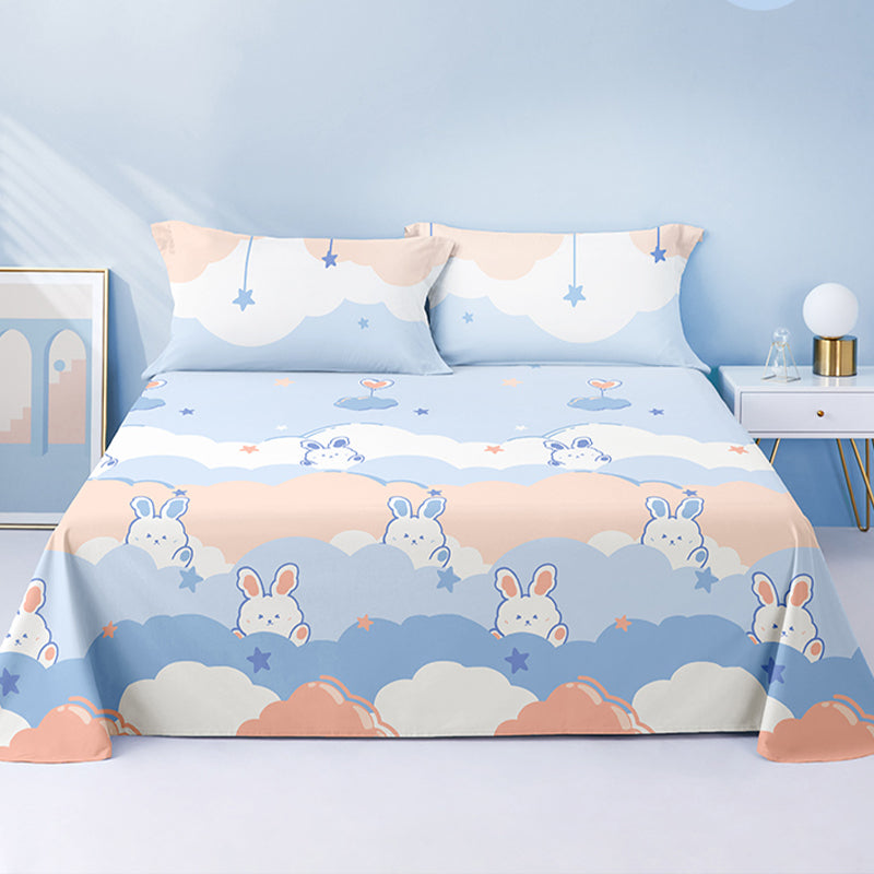 Fashionable Bed Sheet Cartoon Print Cotton Non-Pilling Breathable Sheet