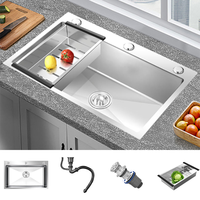 Modern Style Kitchen Sink Overflow Hole Design Drop-In Kitchen Sink with Soundproofing