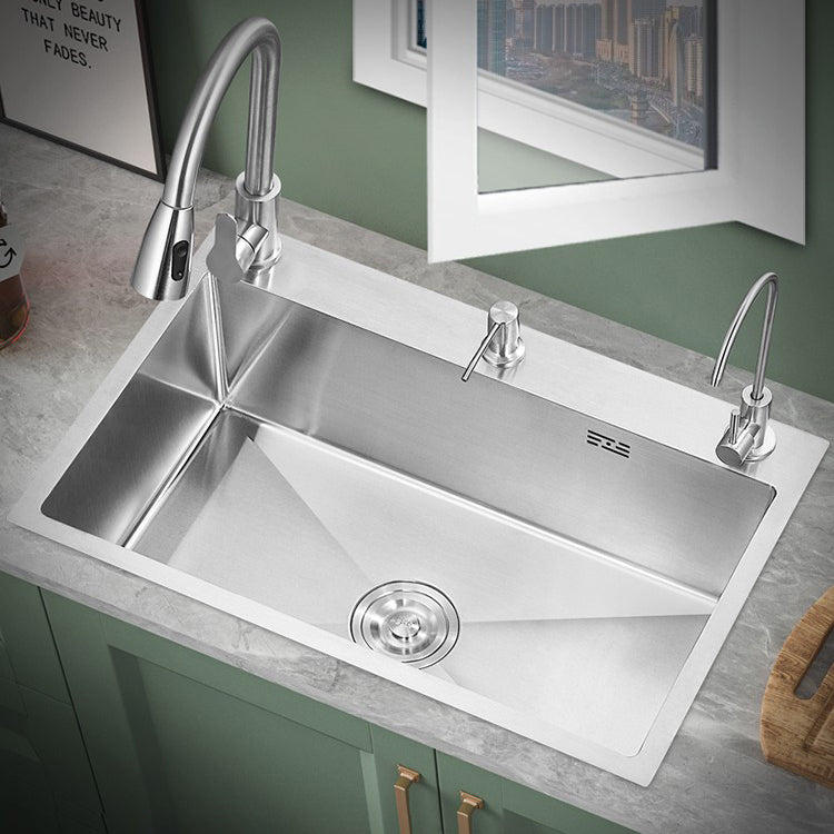 Modern Style Kitchen Sink Overflow Hole Design Drop-In Kitchen Sink with Soundproofing