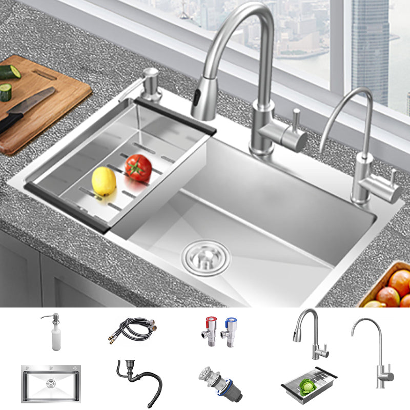 Modern Style Kitchen Sink Overflow Hole Design Drop-In Kitchen Sink with Soundproofing