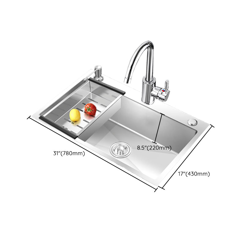 Modern Style Kitchen Sink Overflow Hole Design Drop-In Kitchen Sink with Soundproofing