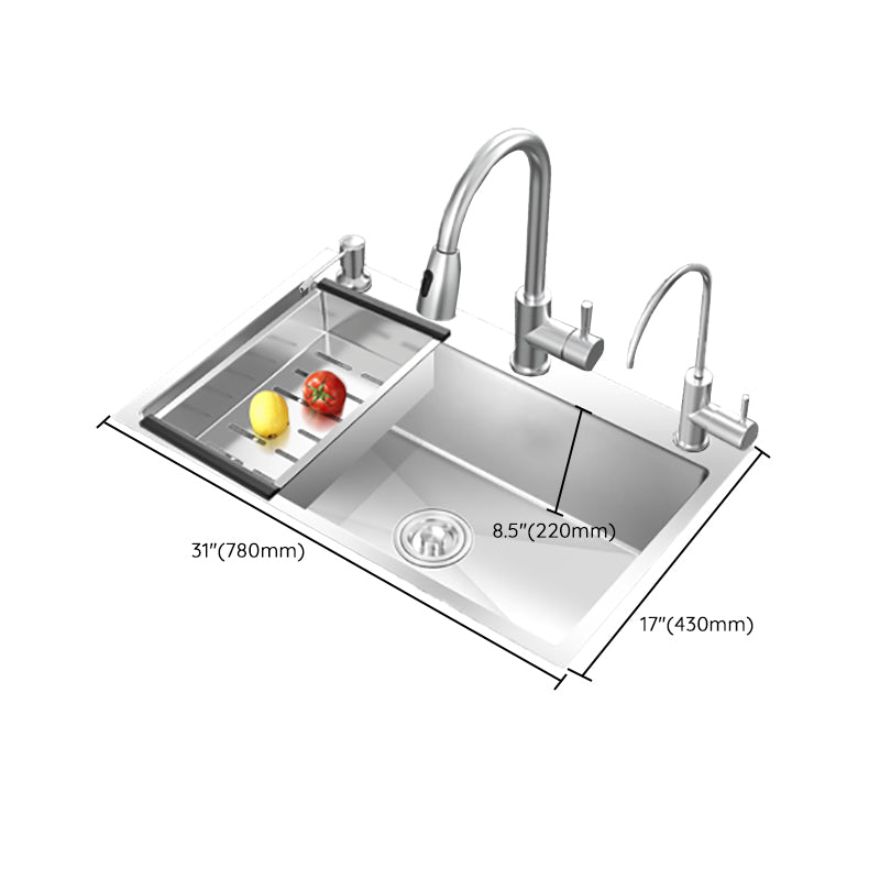 Modern Style Kitchen Sink Overflow Hole Design Drop-In Kitchen Sink with Soundproofing