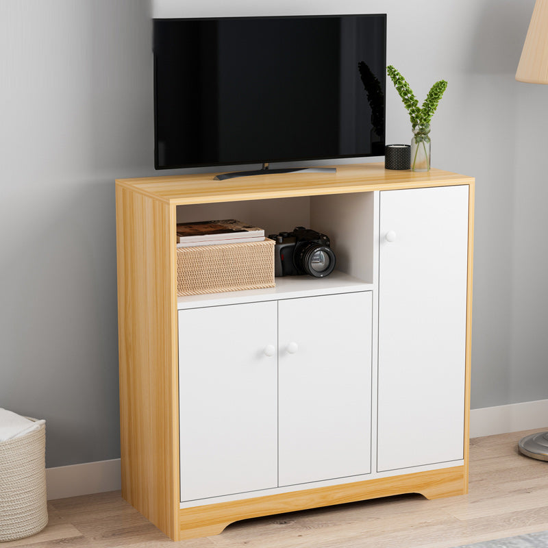 Contemporary Media Console Engineered Wood TV Stand Console with Doors