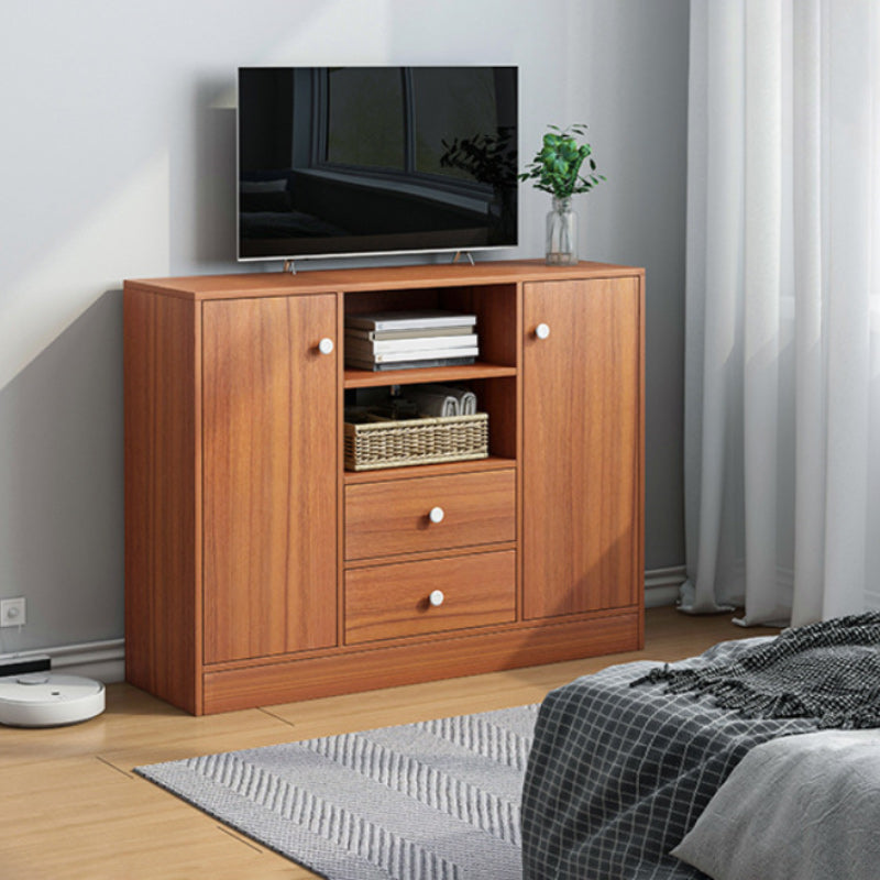 Contemporary Media Console Engineered Wood TV Stand Console with Doors