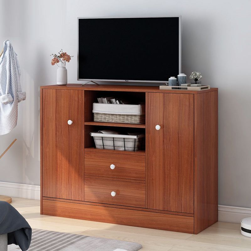 Contemporary Media Console Engineered Wood TV Stand Console with Doors