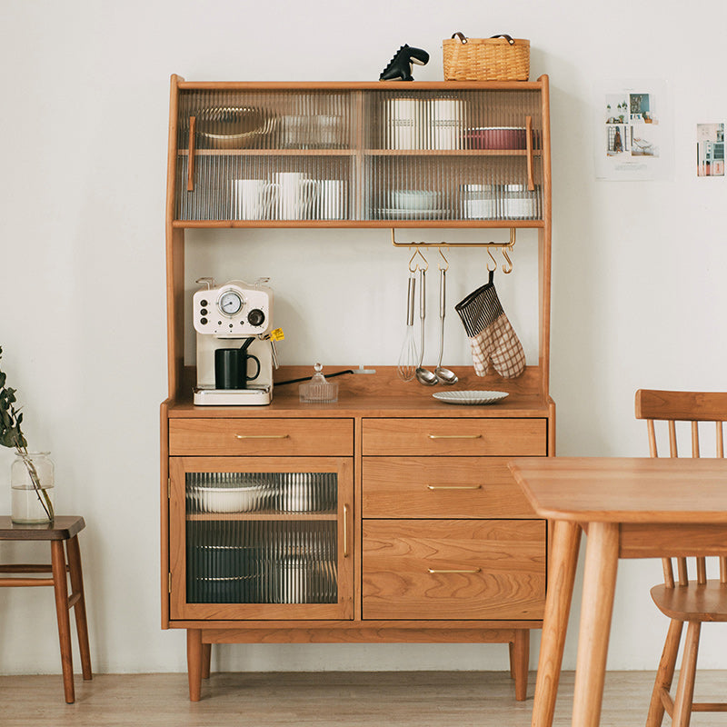 Contemporary Dining Hutch Pine Hutch Buffet with Doors for Dining Room