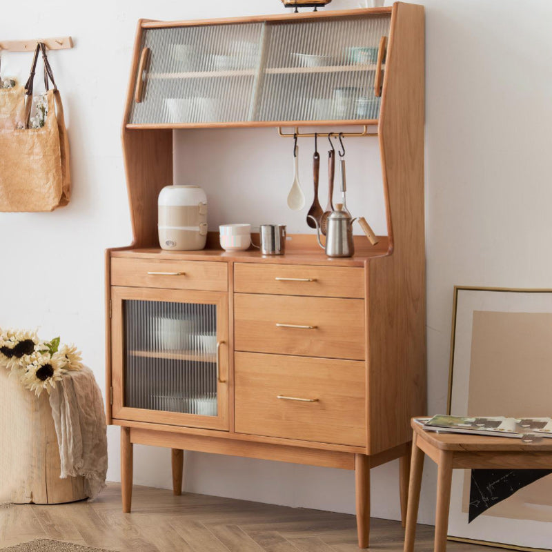 Contemporary Dining Hutch Pine Hutch Buffet with Doors for Dining Room