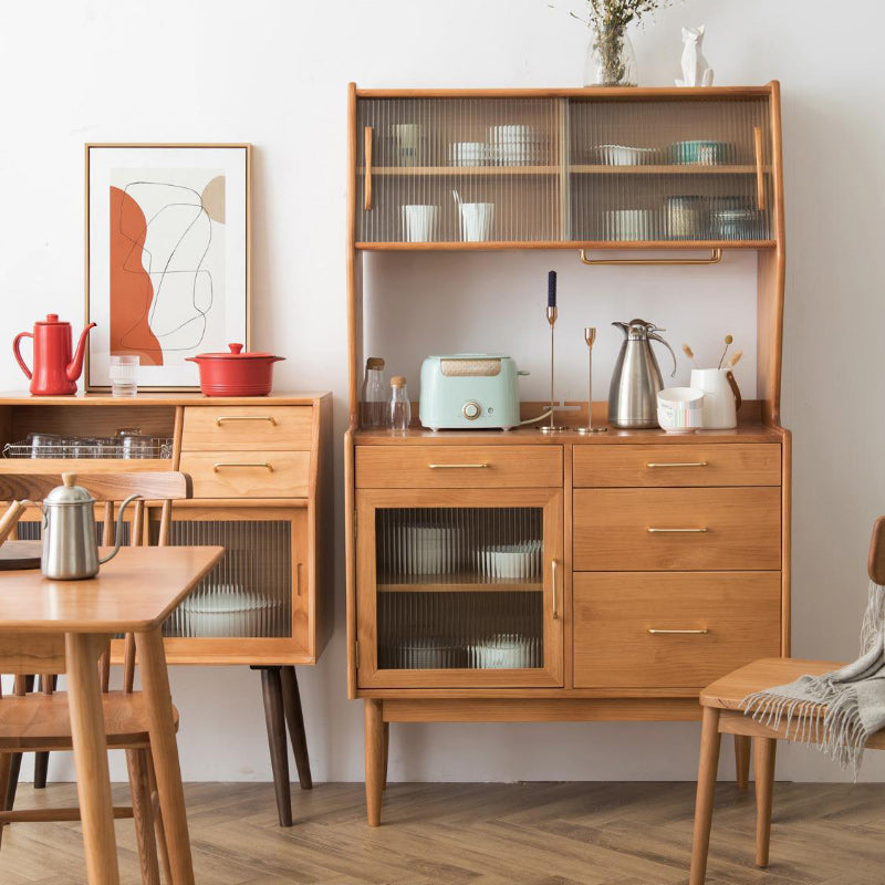 Contemporary Dining Hutch Pine Hutch Buffet with Doors for Dining Room