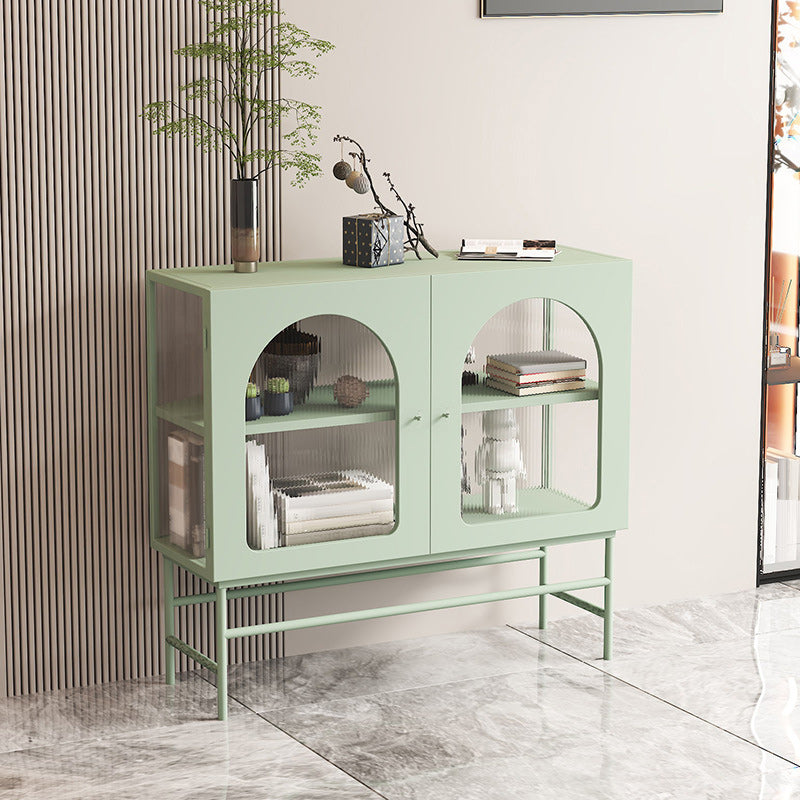 Contemporary Curio Cabinet Metal Storage Cabinet with Doors for Dining Room