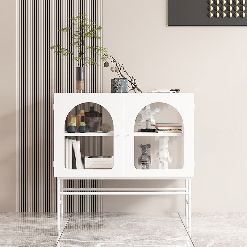 Contemporary Curio Cabinet Metal Storage Cabinet with Doors for Dining Room