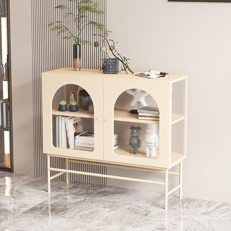 Contemporary Curio Cabinet Metal Storage Cabinet with Doors for Dining Room