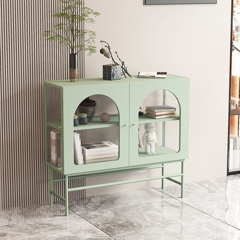 Contemporary Curio Cabinet Metal Storage Cabinet with Doors for Dining Room