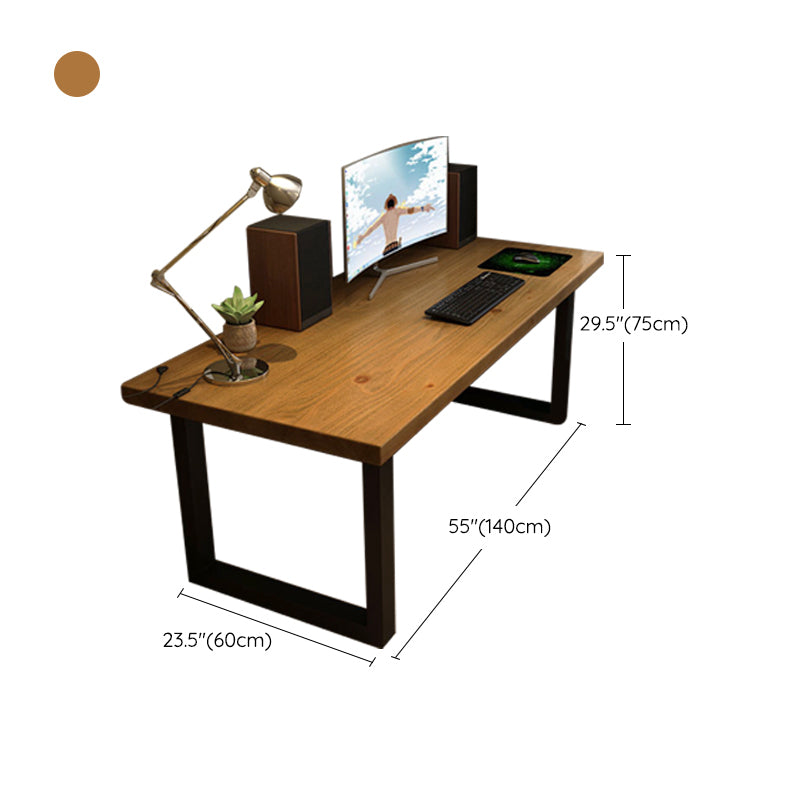 Solid Wood Rectangular Computer Desk Sled Base 29.53" Tall Office Desk