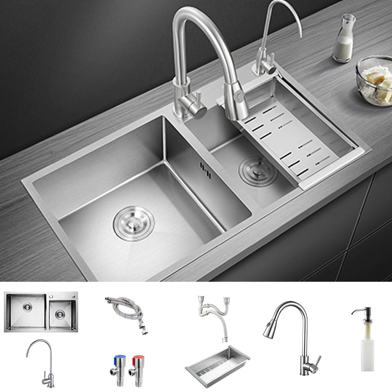 Modern Style Kitchen Sink Overflow Hole Design Drop-In Kitchen Sink