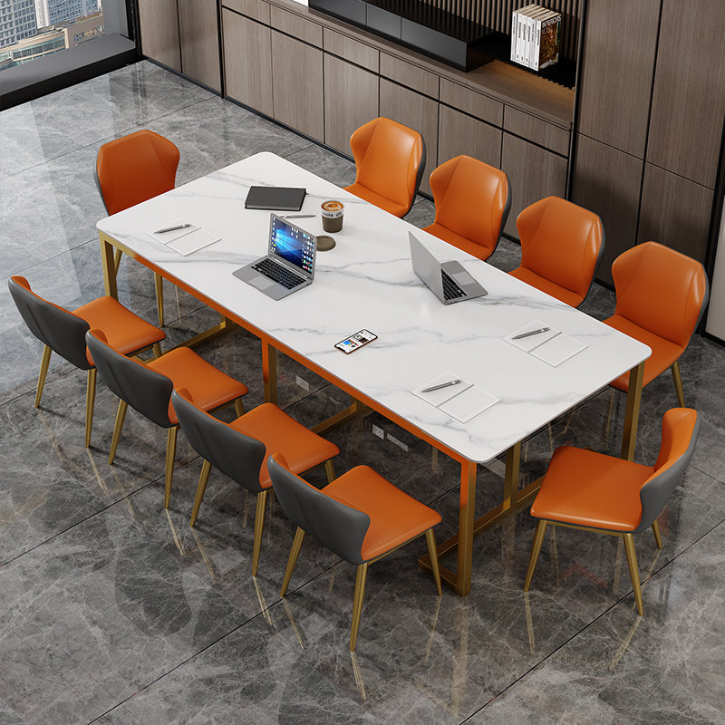 Modern Style Stone Office Desks Rectangular Shape Conference Table with Legs for Office