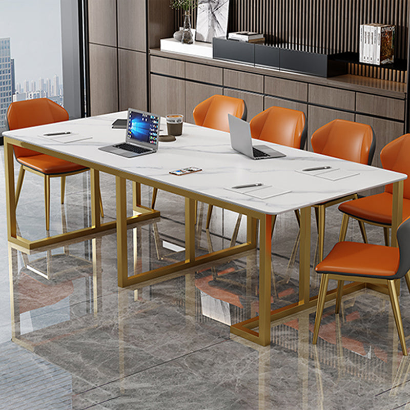 Modern Style Stone Office Desks Rectangular Shape Conference Table with Legs for Office