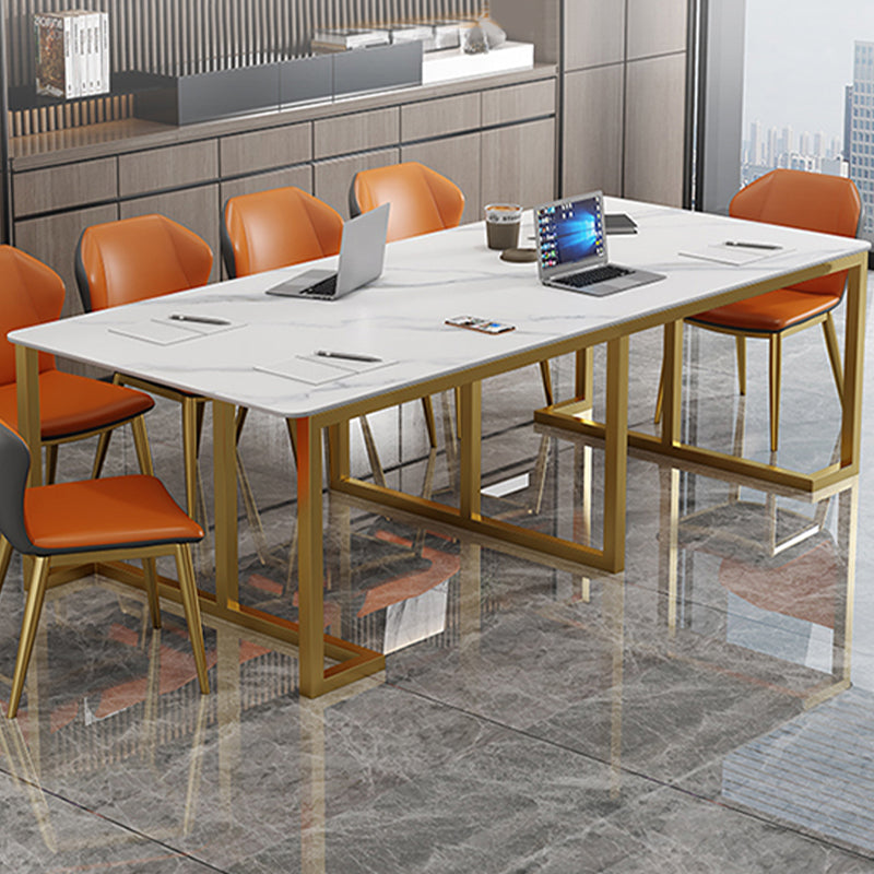 Modern Style Stone Office Desks Rectangular Shape Conference Table with Legs for Office